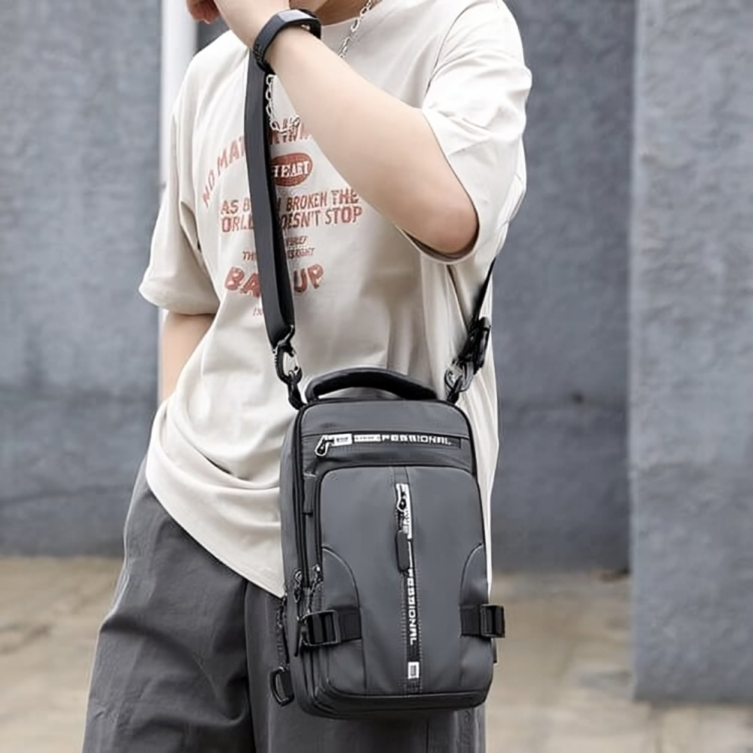 Bolso bandolera con cremalleras ocultas antirrobo y puerto de carga USB – Mochila de nailon resistente al agua para viajes, desplazamientos y uso diario