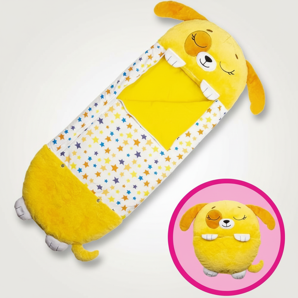 Animal Character Nap Mat for Kids – Converts to Pillow, Portable Travel Sleep Sack for Toddlers, Preschool & Home – Soft Critter Slumber Bag