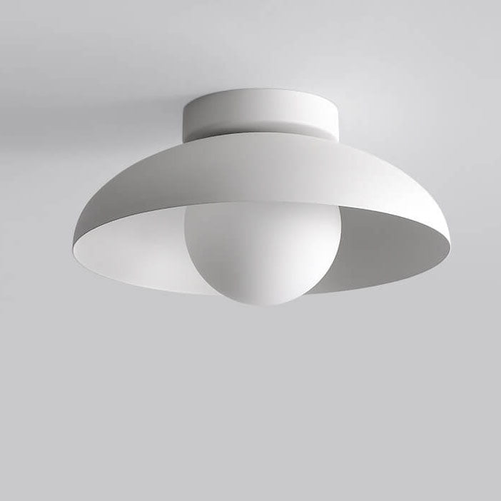 Single-Bulb Ceiling Light with Iron Frame and Glass Shade for Bedroom, Hallway, or Entryway