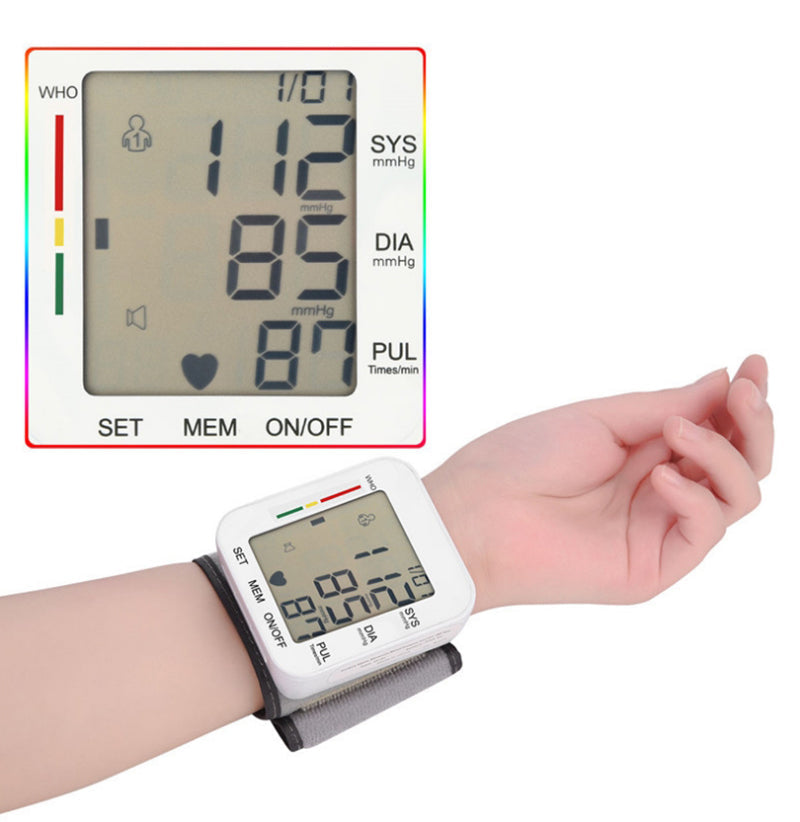 HealthGuard | Monitor digital de presión arterial de muñeca con anuncio de voz | Memoria para dos usuarios para un seguimiento sencillo