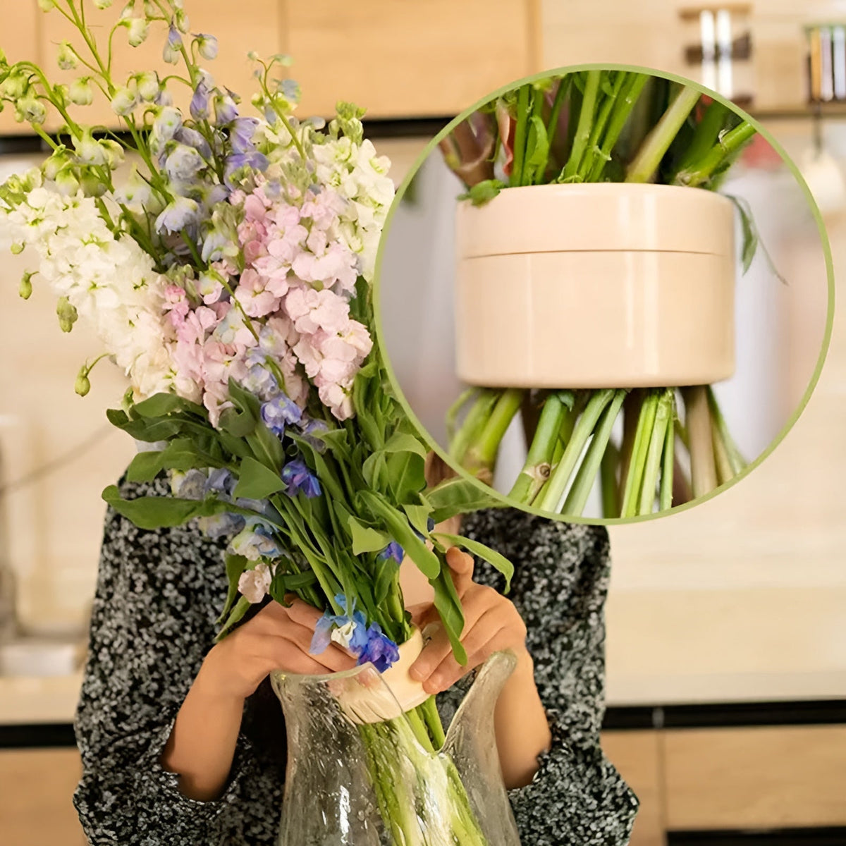 Spiral Flower Stem Holder for Vases – Arranging Support Grid for Fresh Bouquets and Floral Displays in Multiple Colors and Sizes
