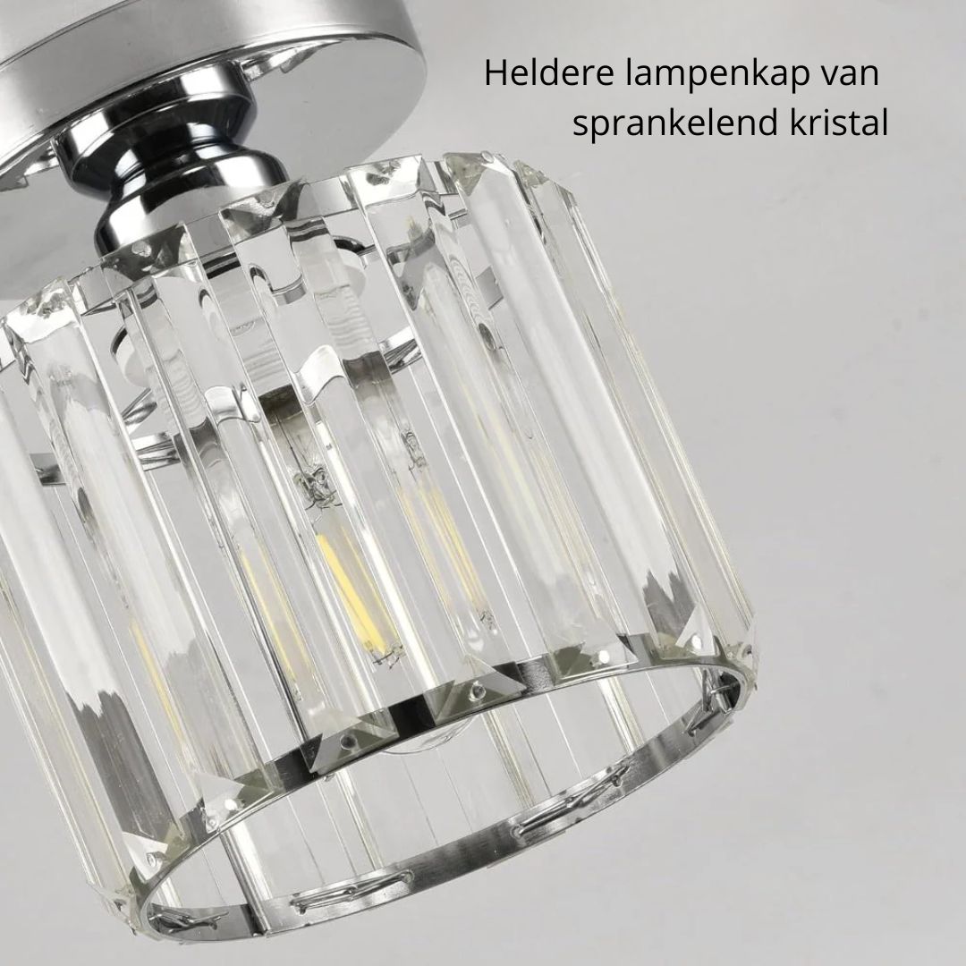 Cube Crystal Flush Mount Ceiling Light with Brass Frame 10 Inch for Bedroom Hallway Entryway Living Room Office Modern Home Lighting Fixture