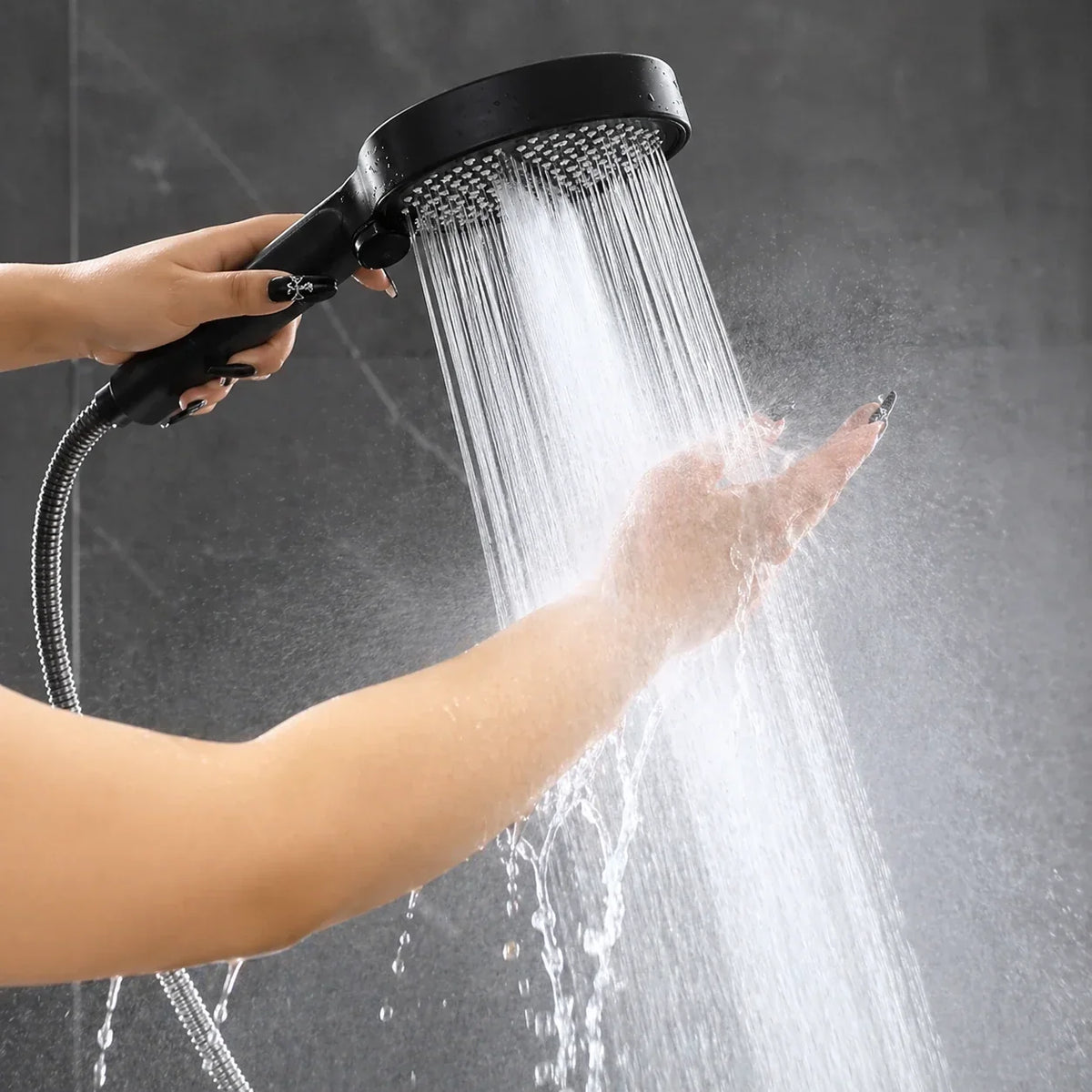 Handheld Shower Head with Seven Spray Modes for Bathroom Upgrade & Daily Use | Adjustable Water Flow | Modern Cylindrical Design for Home Sh