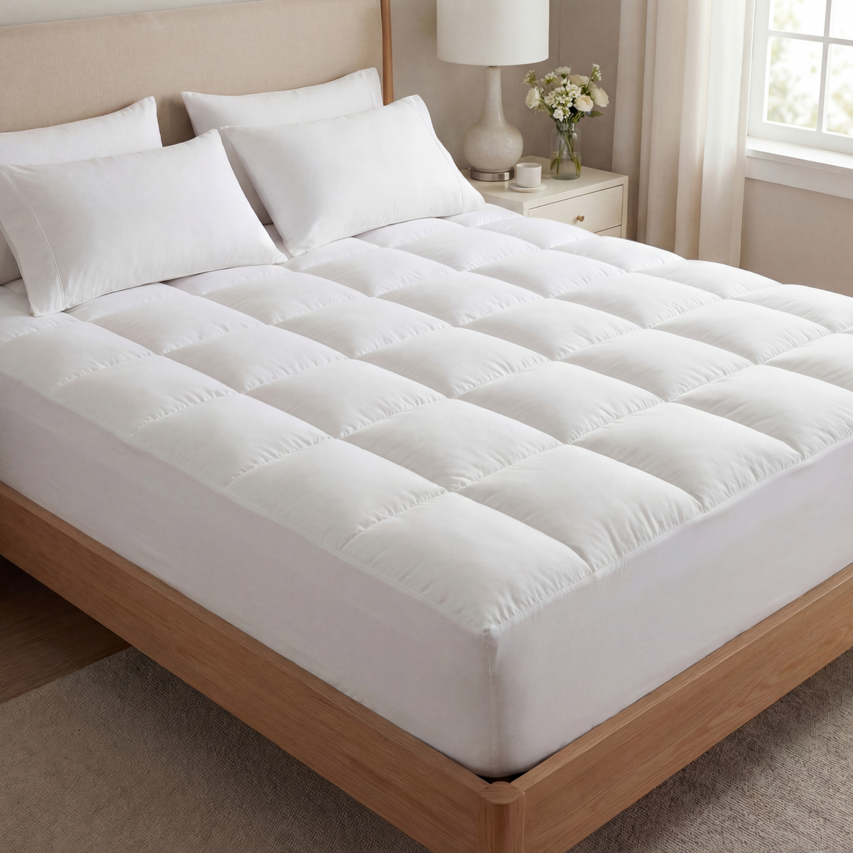 Comfort Sleep | Sobrecolchón refrescante con suavidad de 1000 GSM | Diseño transpirable para una mejor calidad de sueño