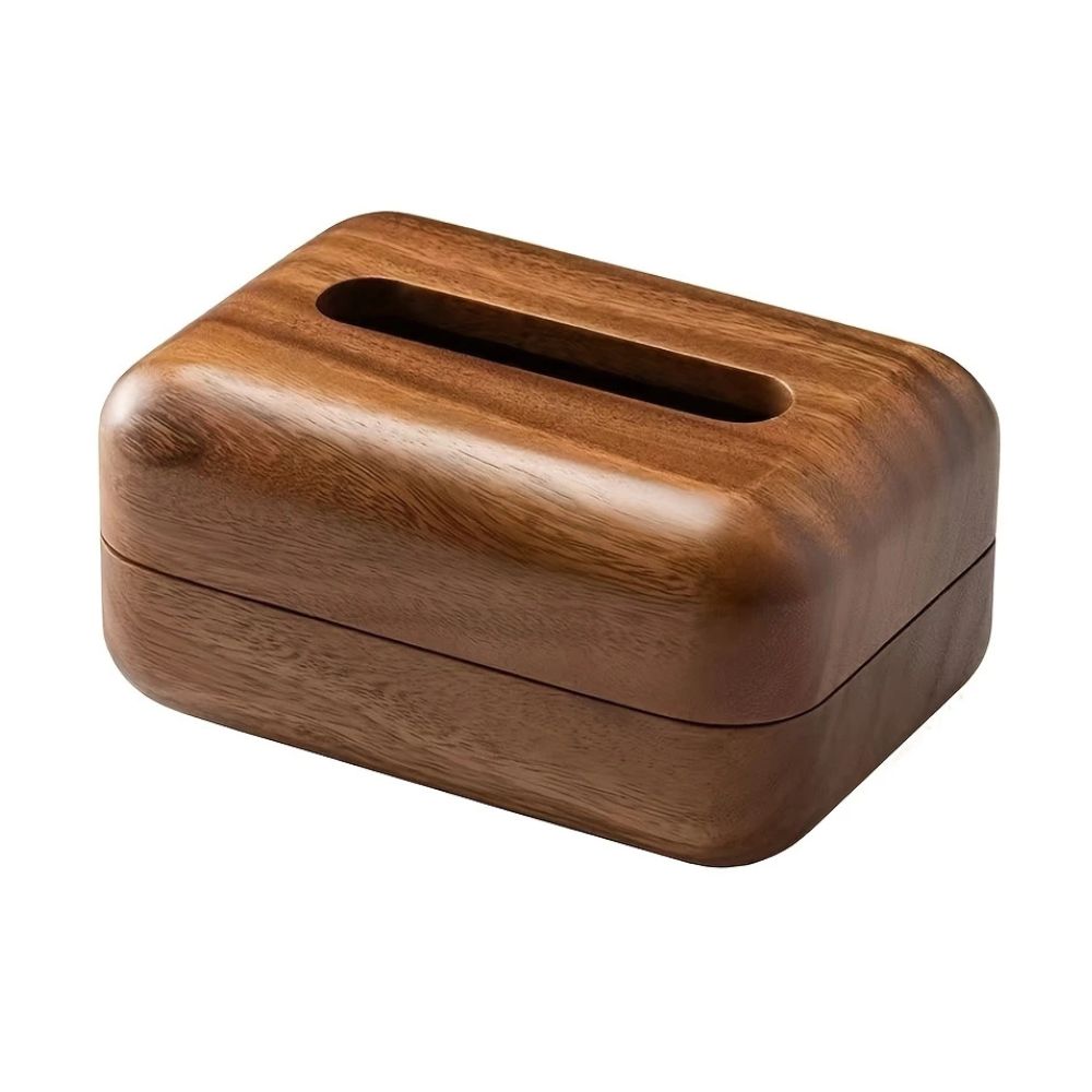 Soporte para caja de pañuelos Eldrin - Madera de nogal, diseño compacto