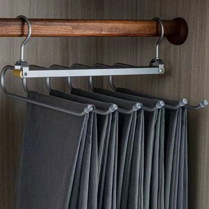 Multi-Tier Closet Hanger for Pants Storage 6-Level Rotating Hook Space Organizer for Jeans Slacks Scarves 14 in Wide Lightweight Aluminum Ra