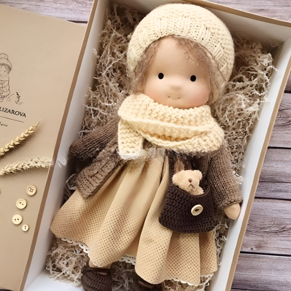 Colección Waldorf | Muñeca de peluche hecha a mano para niños con texturas suaves | Compañero ideal para el juego imaginativo