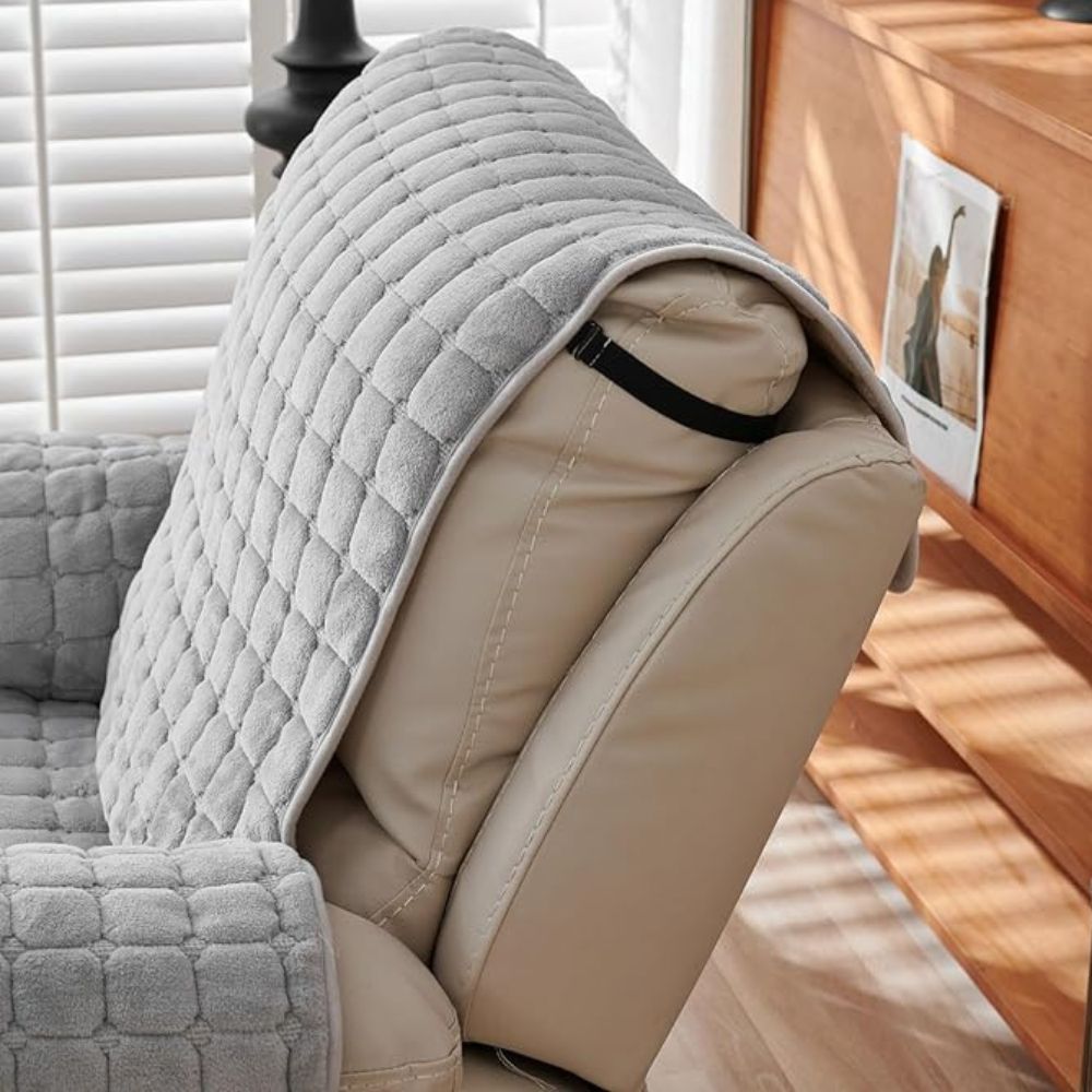 Confort acogedor | Funda para sillón reclinable con textura de felpa y protección para brazos | Ajuste elástico para la máxima protección del mueble