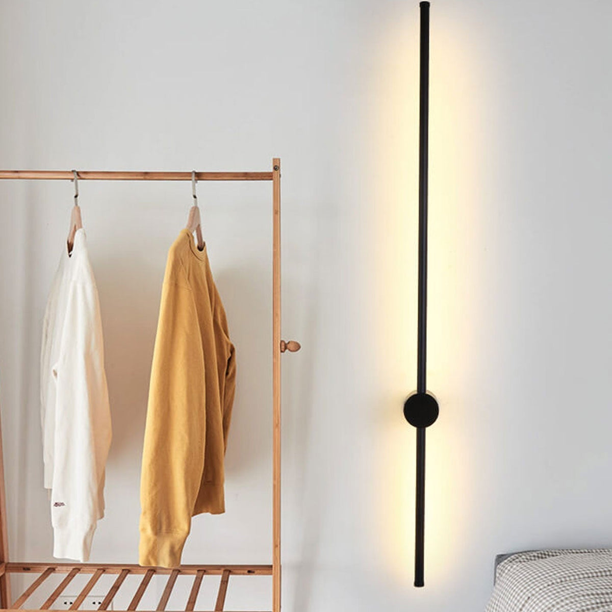 Vertical LED Sconce Aluminum Linear Strip Light Black Gold 31 in Bedroom Hallway Accent Lighting Indirect Glow Modern Minimalist Hardwired M