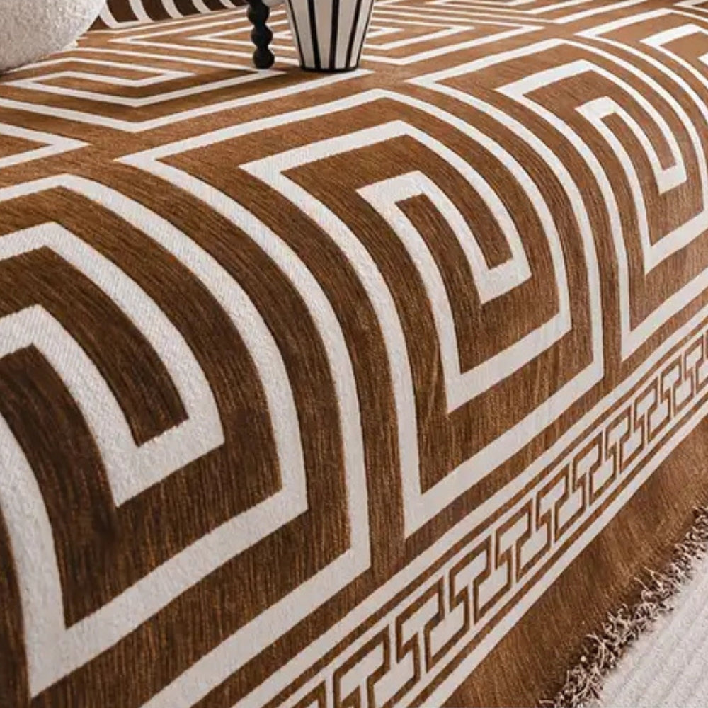 Mosaaic Sofa Cover - Chenille, Bohemian Tassels, Durable Slipcover