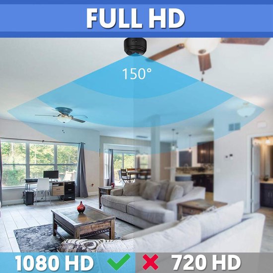 Compact WiFi Monitoring Camera 1080P HD 150° View Infrared Night Vision Rechargeable Indoor Surveillance Cam for Home Office Nursery Bedroom