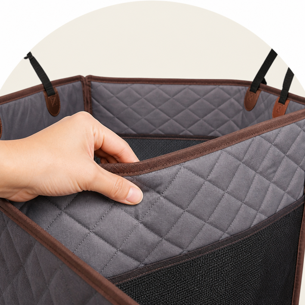 Ortekor Large Hard-Bottom & Non-Slip Dog Car Seat (Back-Seat Extender)