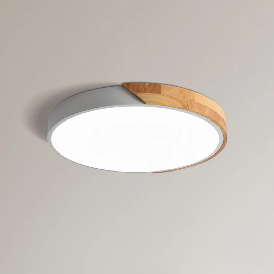Wooden Flush Mount LED Light Fixture 3000K Soft White for Bedroom Living Room Hallway Minimalist Nordic Style Modern Recessed Low Profile Ac