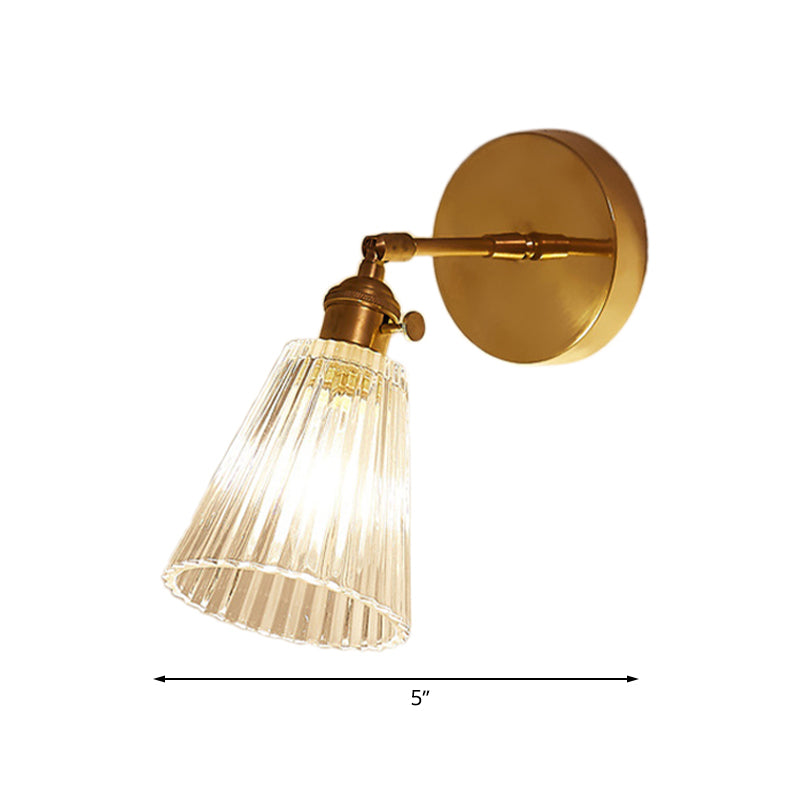 Industrial Sconce Light with Textured Glass Shade and Warm Metal Finish for Bedroom Entryway Loft Apartment Corridor