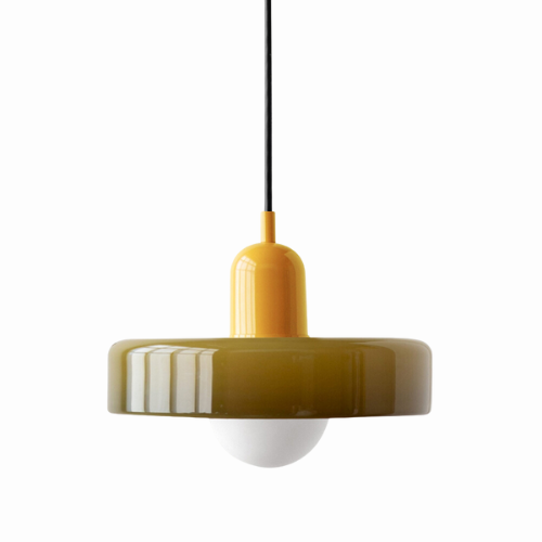 Glass Disc Pendant Light with Adjustable Cord – Modern Ceiling Fixture for Dining Room, Kitchen Island & Living Room