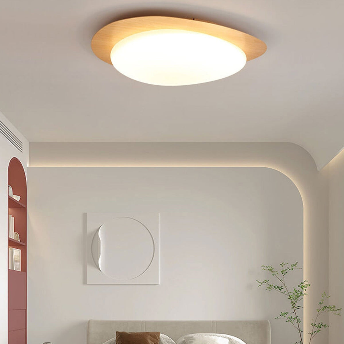 Low-Profile LED Ceiling Fixture with Remote Dimming & Three Color Modes for Bedrooms Hallways Kitchens | Modern Iron Acrylic Overhead Lighti
