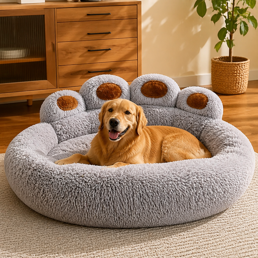 Ortekor Bear Paw Plush & Non-Slip Dog Bed