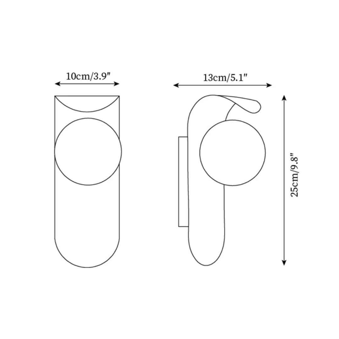 Modern LED Wall Sconce with Curved Wood Arm & Frosted Globe – Warm White Light for Bedroom, Living Room & Hallway – Natural or Walnut Finish