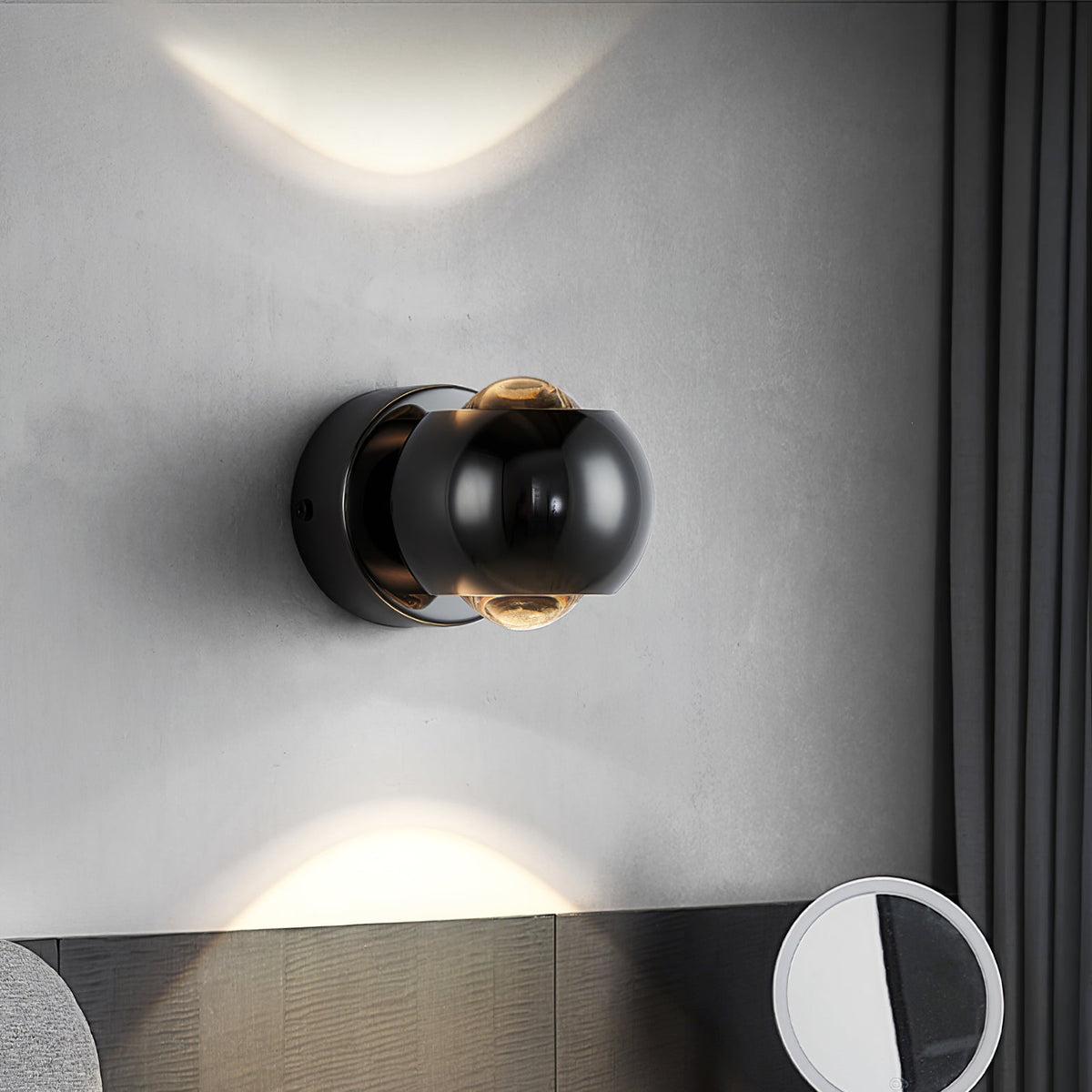 Contemporary Copper LED Wall Sconce Up Down Light for Entryway Hallway Bedroom Bathroom Gold Black Chrome