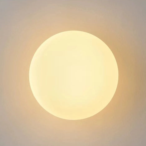 Spherical Glass Wall Light Fixture White Hardwired Single Bulb Sconce for Bedroom Hallway Entryway Ambient Lighting