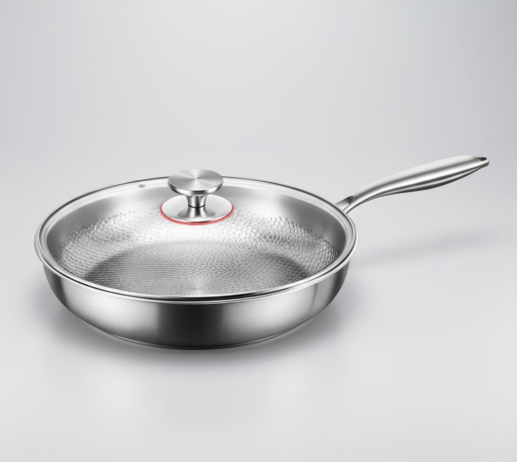 Professional Induction Skillet with Hand-Hammered Titanium Finish – 10-Inch Non-Stick Pan for Stovetop Cooking – Heat-Resistant Saute Pan fo