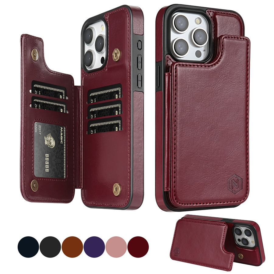 Elegant Leather Phone Wallet Case with Card Slots & Magnetic Closure for Stylish Protection