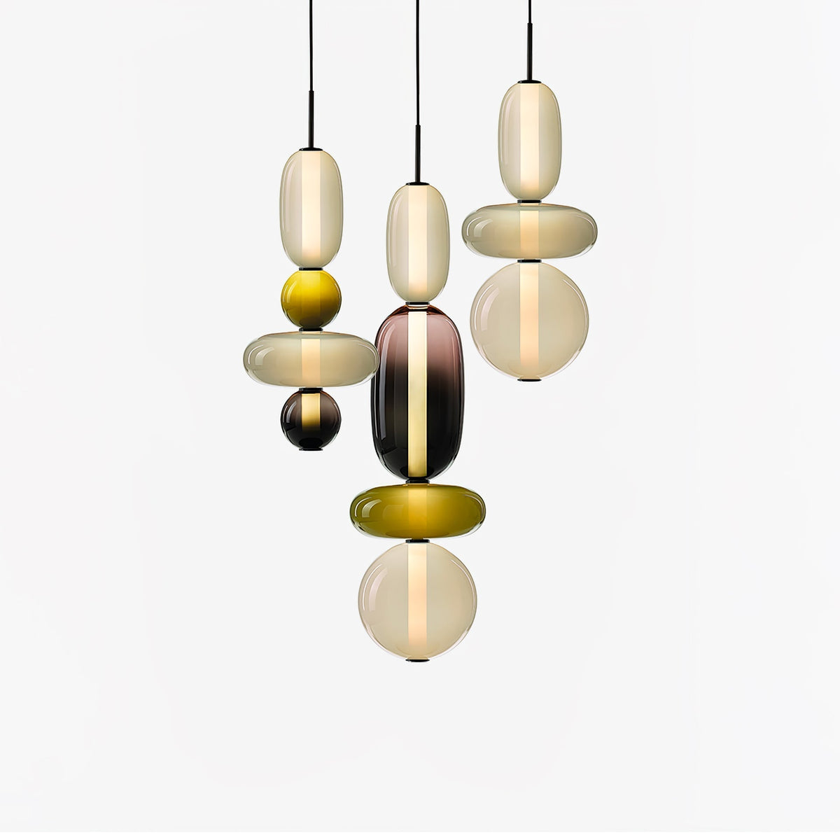 Handblown Glass Drop Pendant LED 7-inch Multi-Color Chandelier Dimmable Ceiling Light Adjustable for Kitchen Island Dining Table Living Room