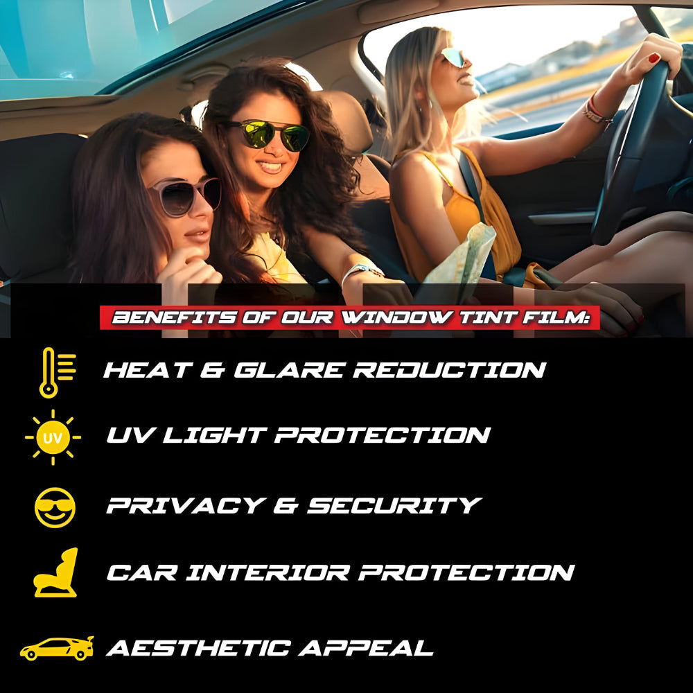 Vehicle Window Tint Film - UV Protection & Heat Reduction for Car, SUV & Truck Windshields & Side Windows