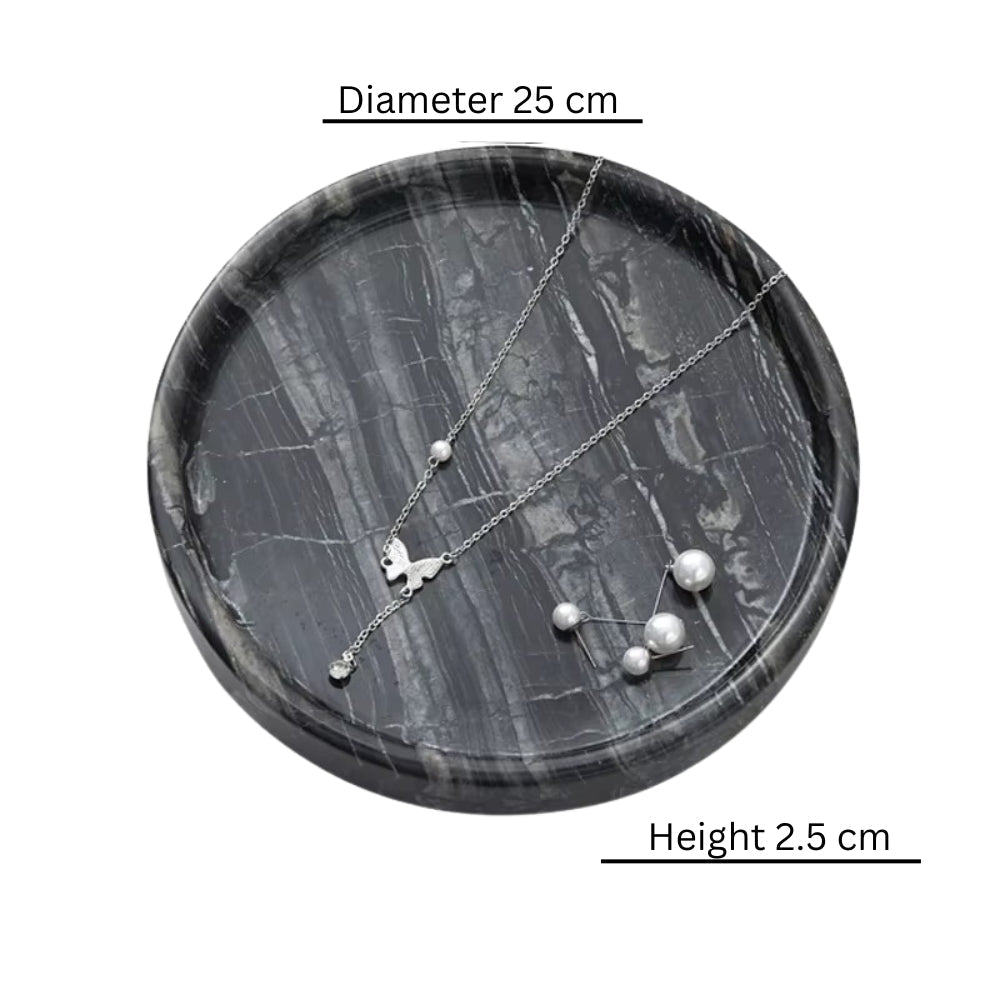 Cira Jewelry Tray - Premium Black Marble, Elegant Design