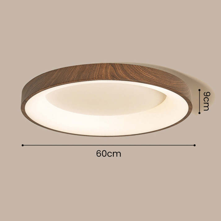 Round Flush Mount Light Fixture Wood Grain Finish 14-24 inch LED for Bedroom Living Room Hallway Modern Low Profile