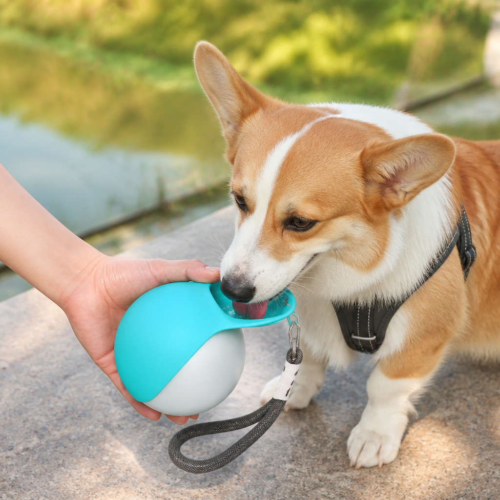 Botella de agua para perros de acero inoxidable a prueba de fugas Ortekor (tazón extraíble)