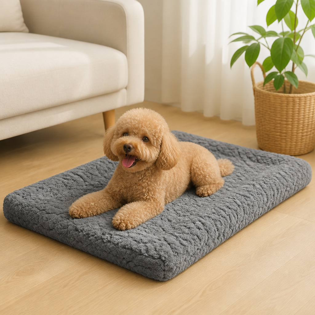 Cama ortopédica de espuma viscoelástica para perros Ortekor con funda de piel sintética lavable (base impermeable antideslizante)