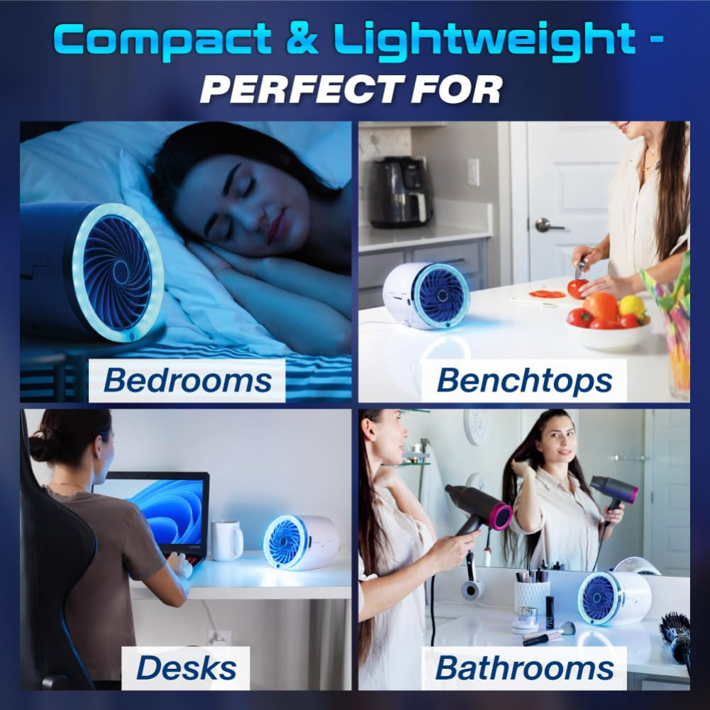 Ventilador personal | Enfriador evaporativo portátil con paquete de hielo y 3 velocidades | Diseño compacto para escritorio y viajes