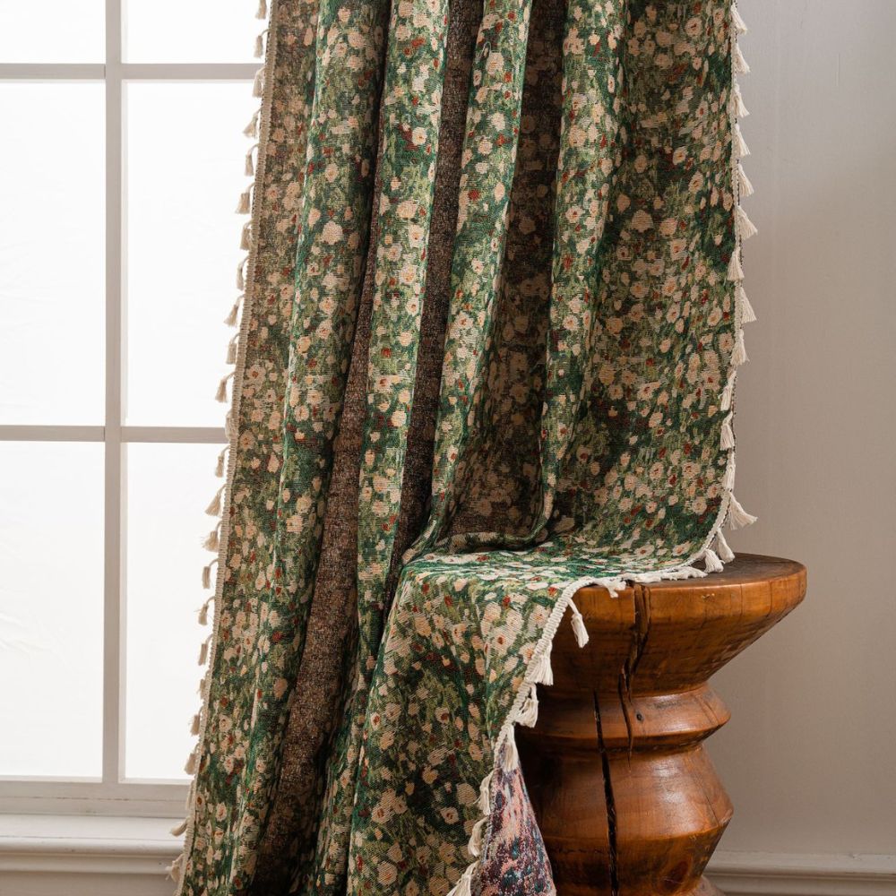 Botanical Window Drapes with Vintage Floral Print – Semi-Sheer Room Darkening Panels for Living Room, Bedroom & French Country Home Decor