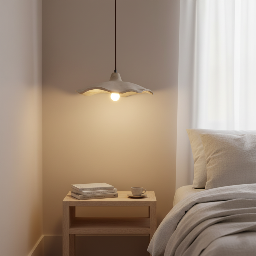 Lámpara colgante de hormigón de 16 pulgadas, forma de pétalo orgánico para comedor, isla de cocina y dormitorio, estilo Wabi-Sabi, cable ajustable, compatible con LED, moderno