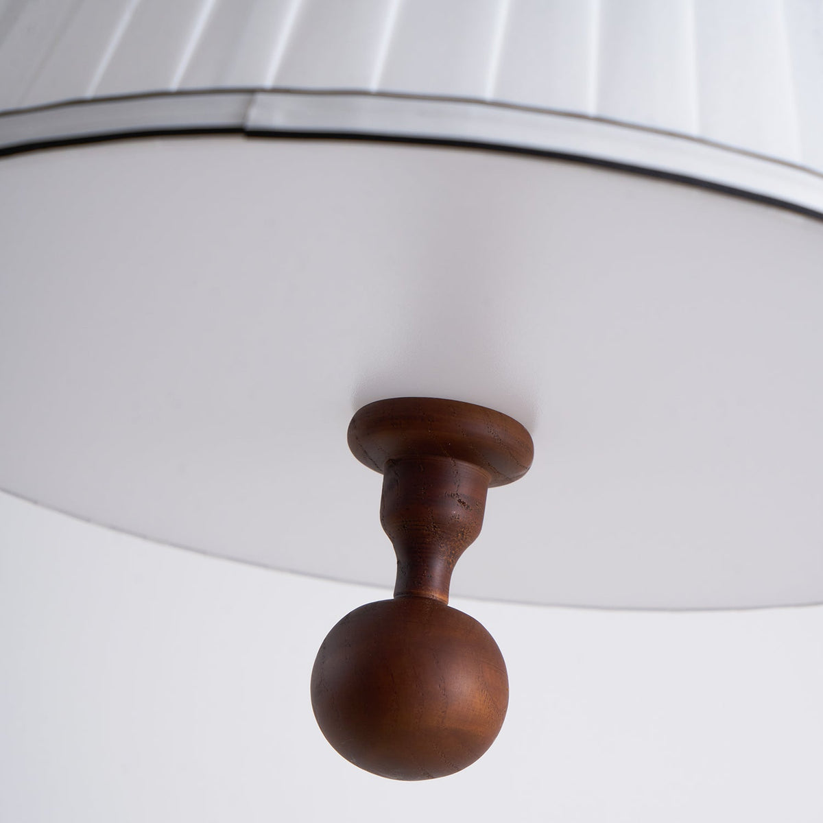 Hanging Ceiling Fixture with Fabric Drum Shade & Walnut Accents for Dining Rooms, Living Spaces, Home Offices 13.8 in Width Adjustable Cable