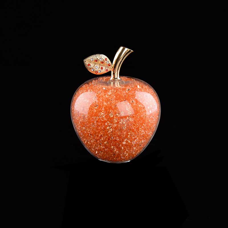 Figura decorativa de manzana de cristal hecha a mano – Elegante escultura de vidrio para el hogar y la oficina, tamaños pequeño de 2.4" y grande de 3.1"