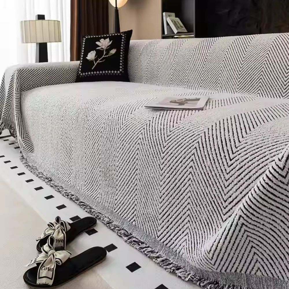 Funda para sofá de espiga en microfibra premium: elegante funda antideslizante para proteger contra manchas y desgaste