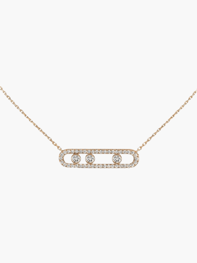 Dancing Diamond Pendant Necklace Adjustable Chain 16-18 Inches Gold Silver Rose Gold Plated Steel Delicate Everyday Jewelry for Women