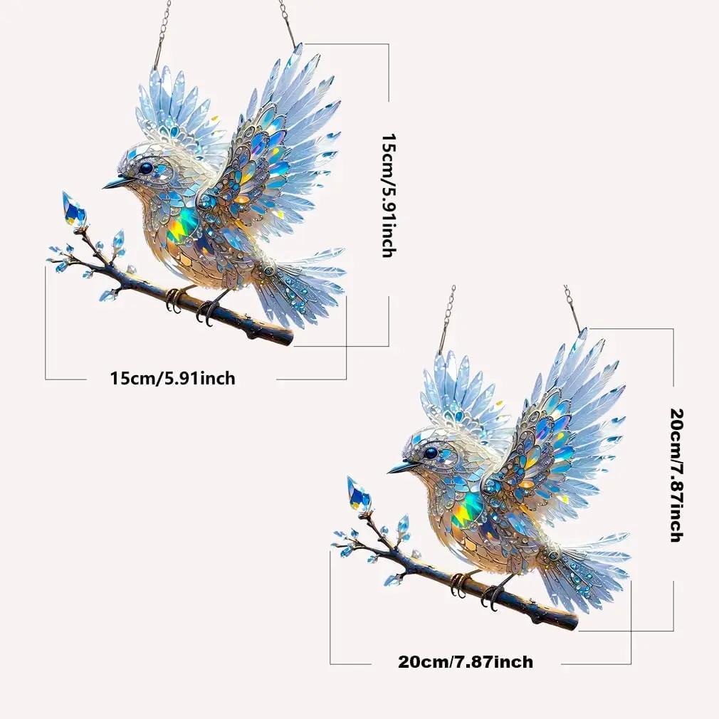 Adorno de cristal para ventana con forma de pájaro: decoración de luz reflectante para el hogar