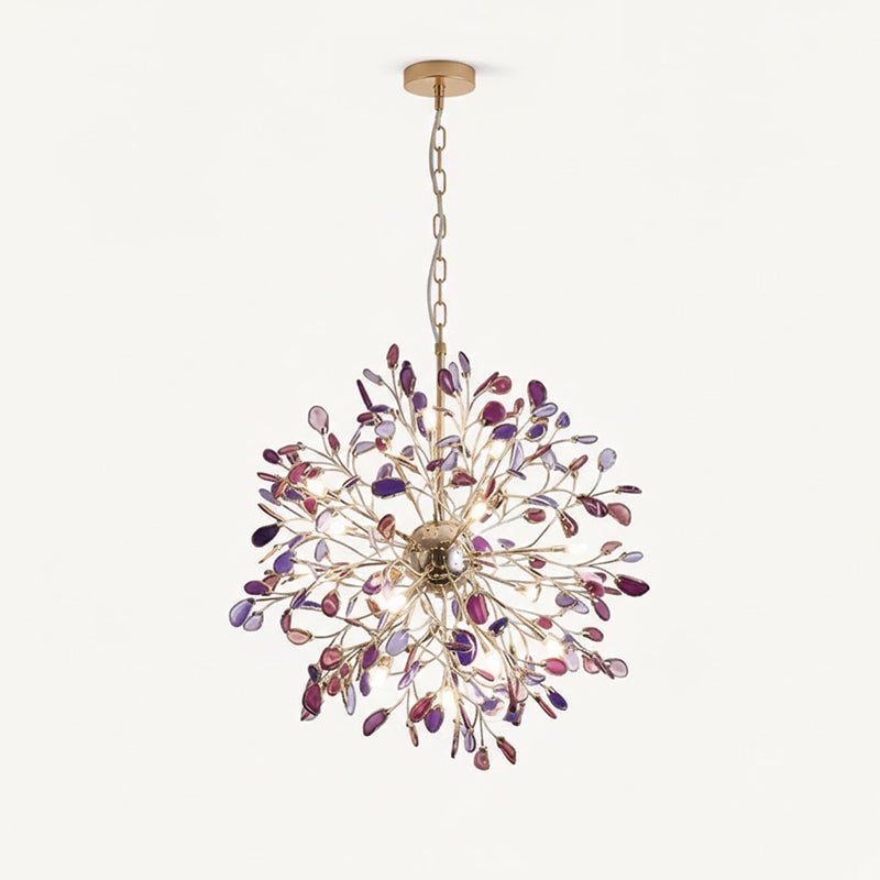 Agate Branch Chandelier 23-Inch Gold Finish Multi-Arm Adjustable G4 Fixture for Dining Room Living Room Statement Lighting Multicolor Natura