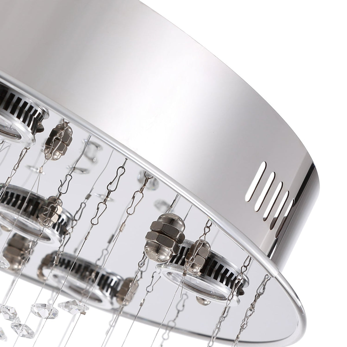 Sparkling Tiered Crystal Ceiling Light Fixture 9-Socket Chrome Finish for Dining Room Bedroom Living Room Contemporary Semi-Flush Mount