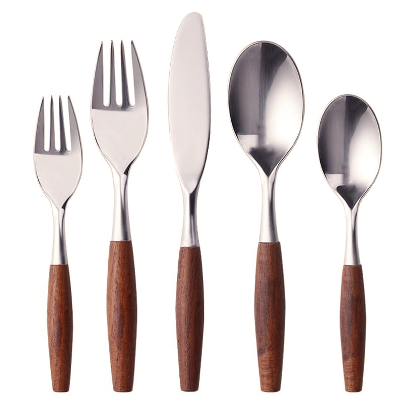 Natural Wood and Stainless Steel Flatware Set – Stylish Dining Essentials