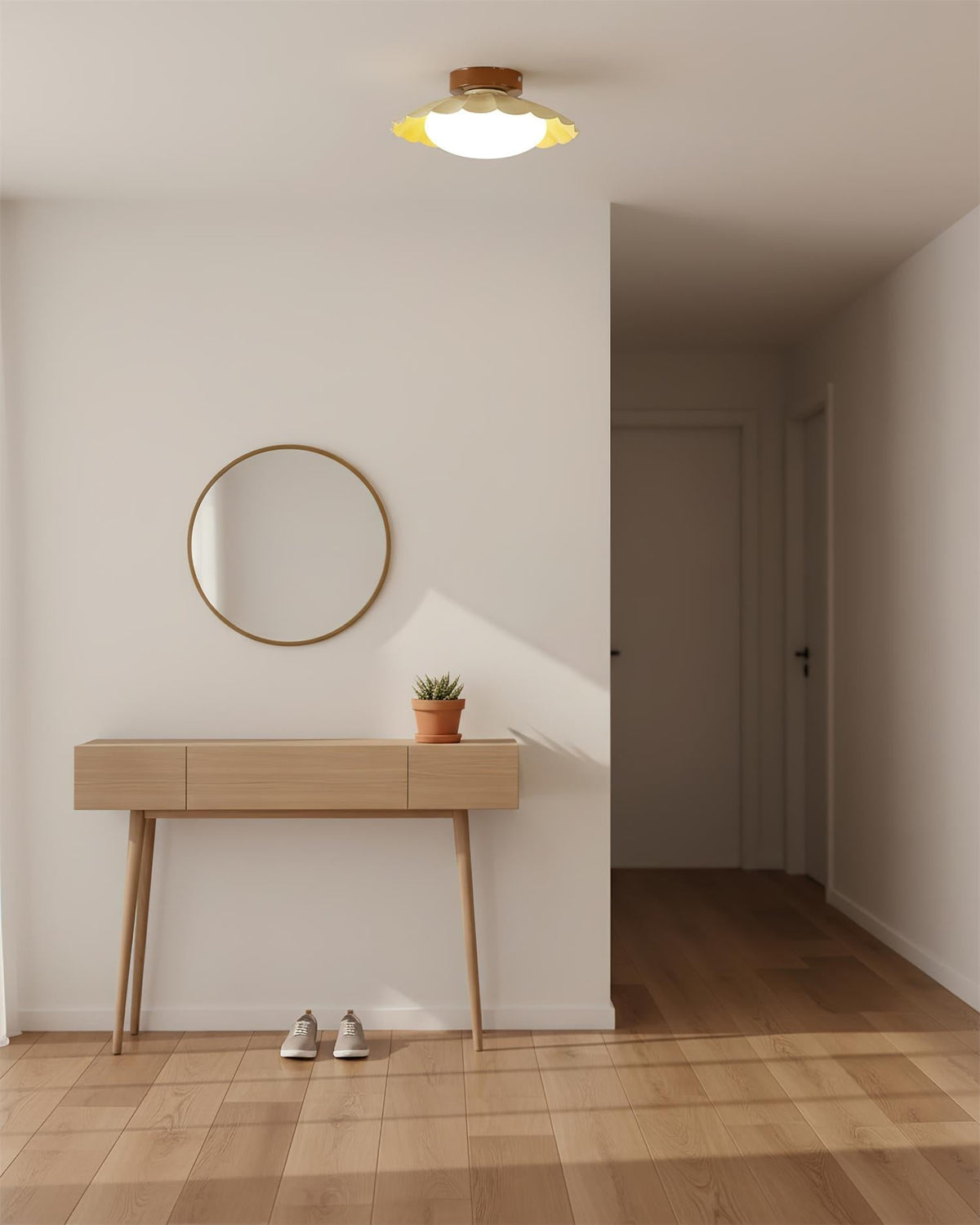 Flush Mount LED Ceiling Light 9.8 in Metal & Polymer Scalloped Fixture Warm White 3000K Bedroom Living Room Hallway Wall or Ceiling Damp Rat