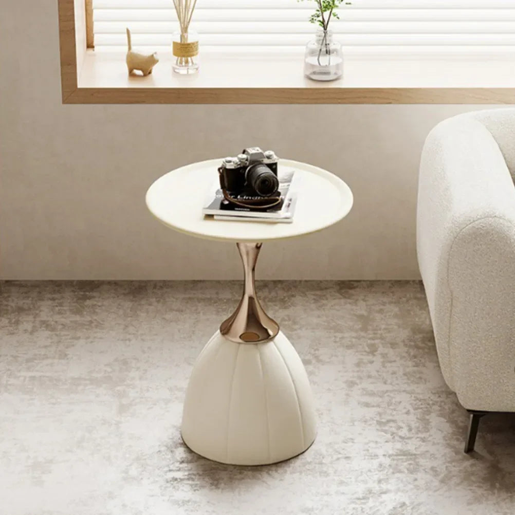 Nordic Lotus Side Table – Scandinavian Minimalist Design with Storage Rack
