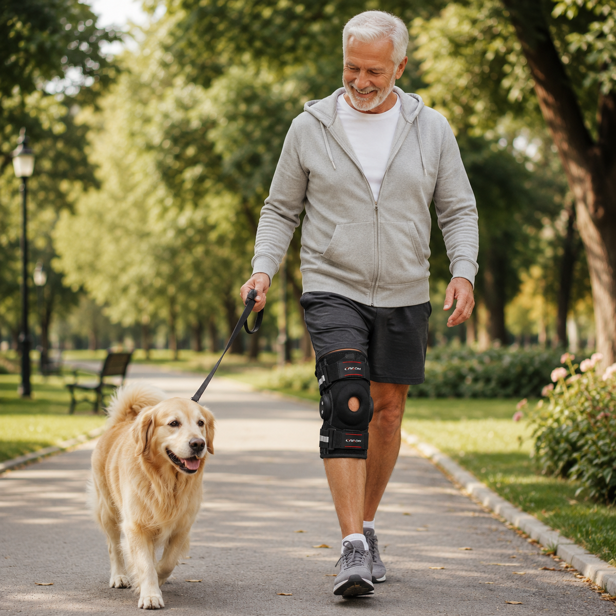 Adjustable Hinged Knee Brace with Open Patella Design for Joint Support & Stability