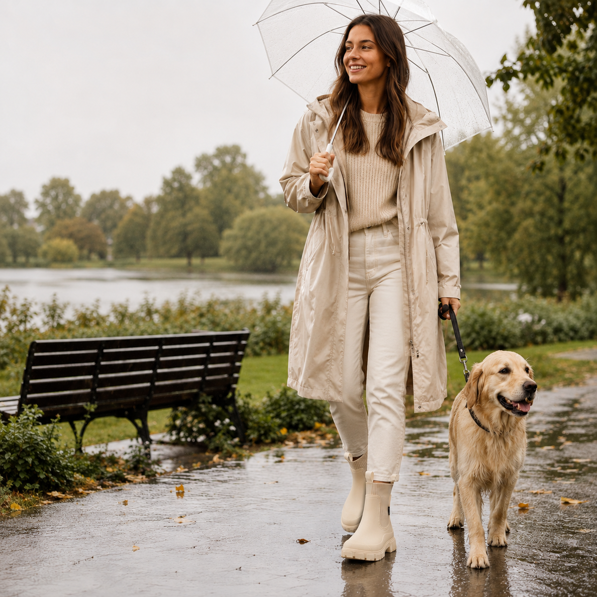 Women's Waterproof Ankle Rain Boots with Non-Slip Sole – Chelsea Pull-On Short Booties for Wet Weather, Urban Commute & Outdoor