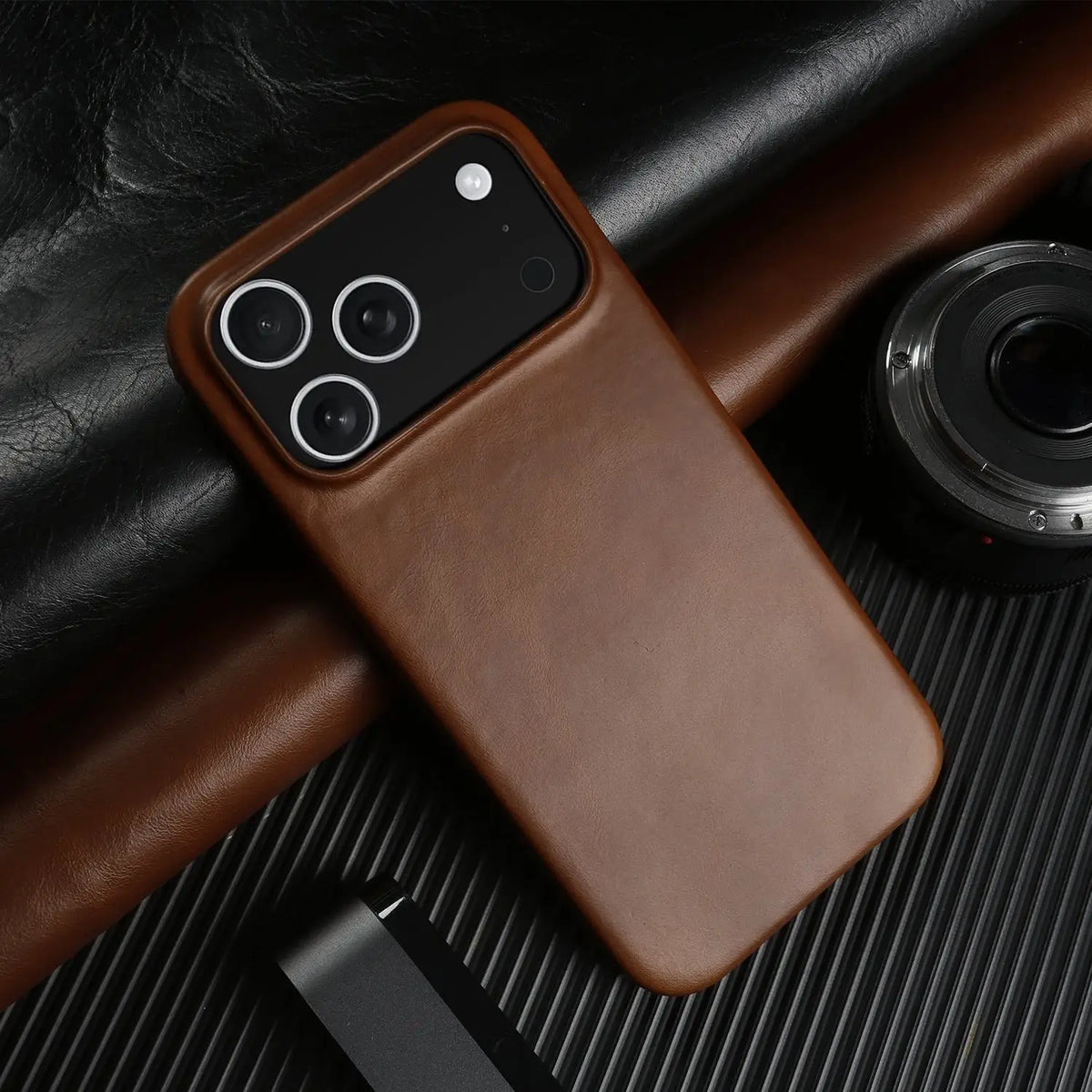 Premium Full-Grain Leather iPhone Case with MagSafe – Shock-Absorbent Protection for iPhone 11-17 Models
