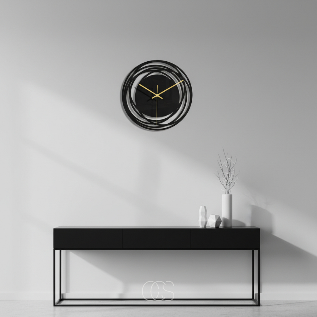 12-Inch Silent Wall Clock Black Round Modern Non-Ticking Quartz for Living Room Bedroom Kitchen Office