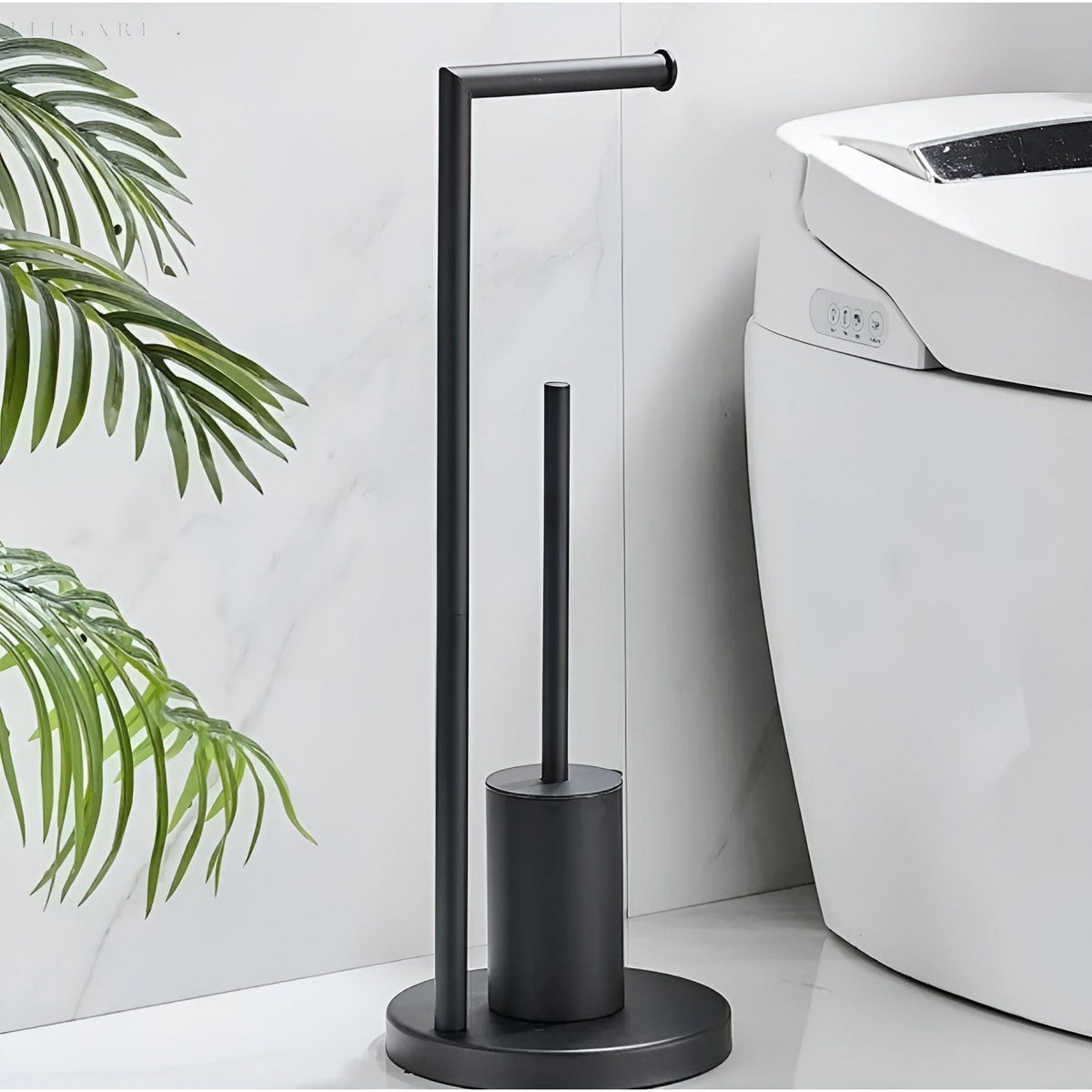 Portarrollos de papel higiénico con escobilla, portarrollos de pie, escobillero, organizador de baño que ahorra espacio